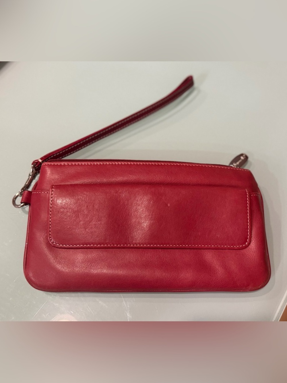 Tignanello Red Leather Wristlet Clutch/wallet- buttery soft